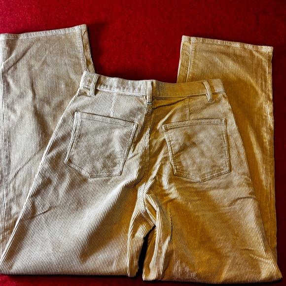 Ines de la Fressange Uniqlo colab light yellow corduroy wide leg baggy pants NWT - Picture 8 of 9